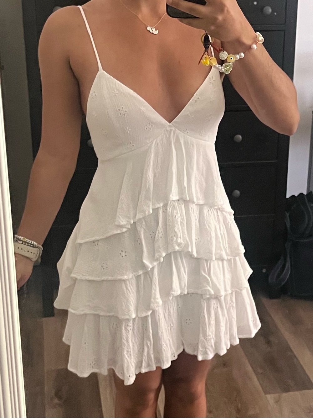 Hollister White Tiered Eyelet dress